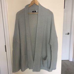 UO BDG Long LightBlue Open Front Knit Cardigan